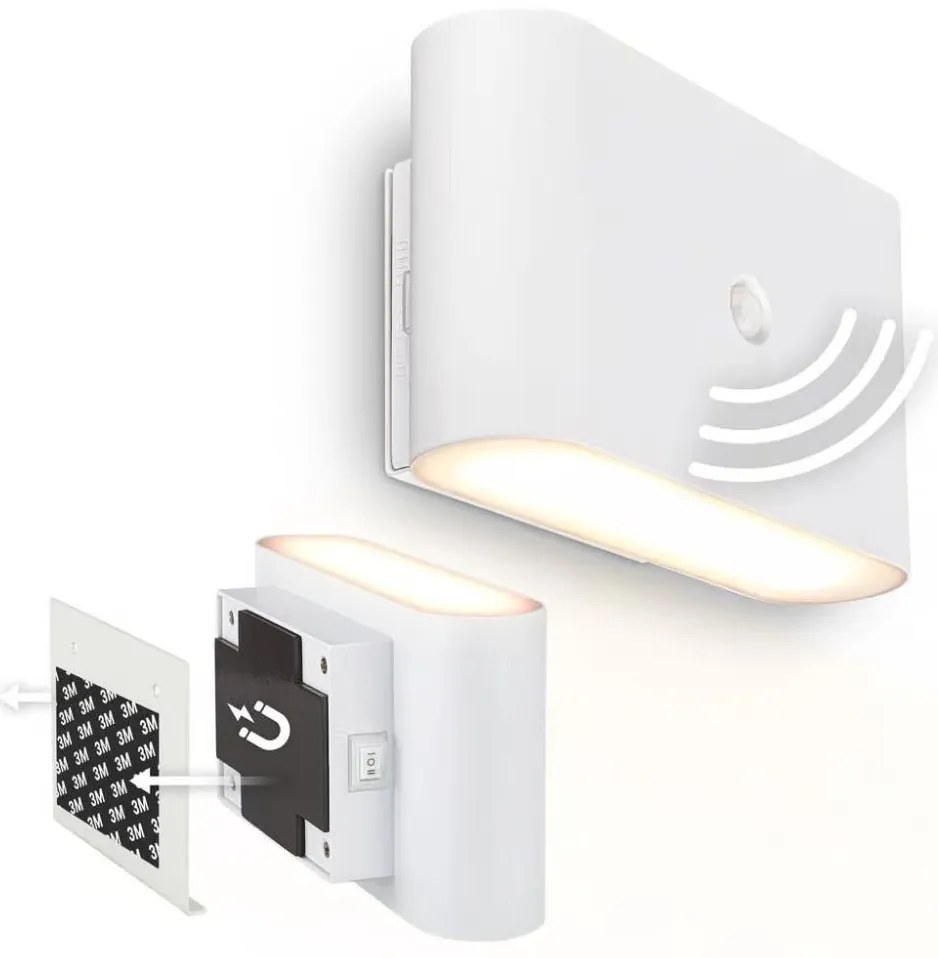 Briloner 3878016 - LED акумулаторна стенна лампа със сензор CHAT LED/3W/5V 2000 mAh бяла