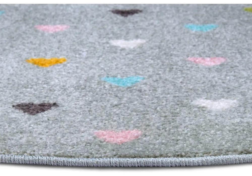 Сив детски килим ø 140 cm Little Hearts - Hanse Home