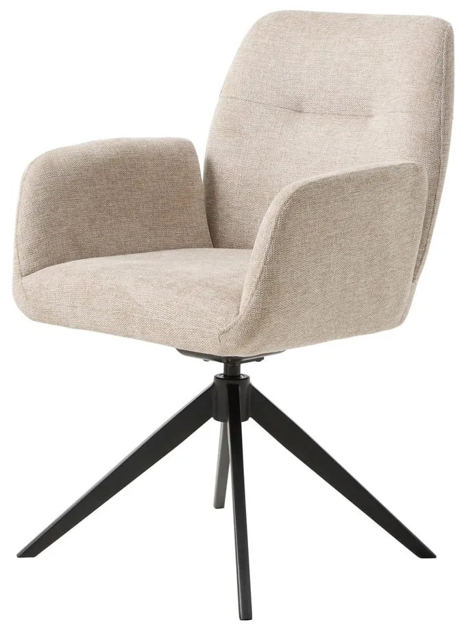 Кремав тапициран трапезен стол с подлакътници Roxana – Unique Furniture