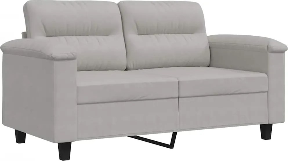359556 vidaXL 2-местен диван, светлосиво, 120 см, микрофибърен плат