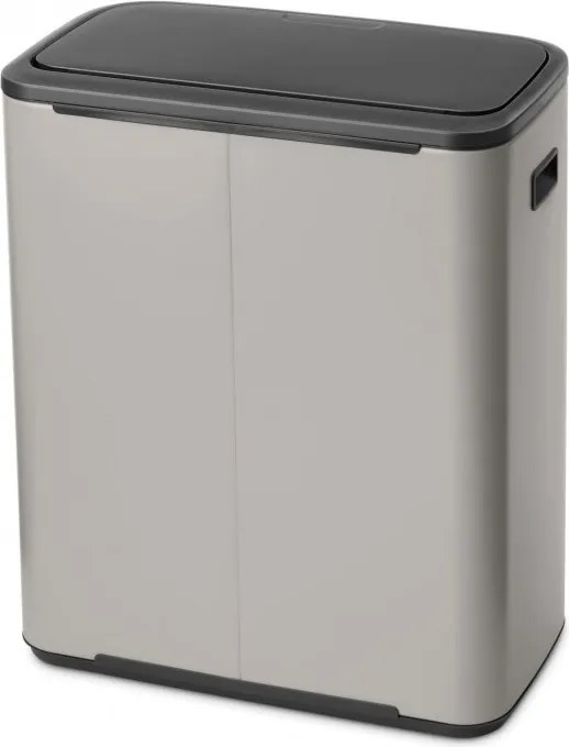 Кош за боклук Brabantia Bo Touch 1010456, 2x30 л, Плавно и безшумно отваряне, Голям отвор, Сив