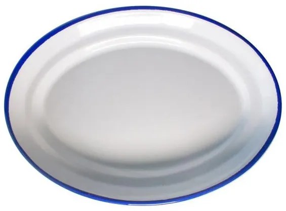 Емайлирано плато овално 36см синьо/бяло RETRO-(96/36 1+1+2)
