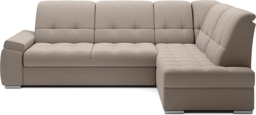 Бежов кадифен разтегателен ъглов диван с място за съхранение (десен ъгъл L форма) Sado – ELTAP