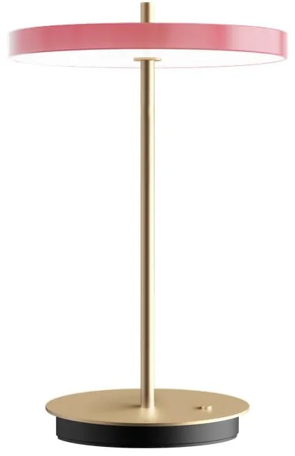 Розова LED затъмняваща се настолна лампа с метален абажур (височина 31 cm) Asteria Move – UMAGE