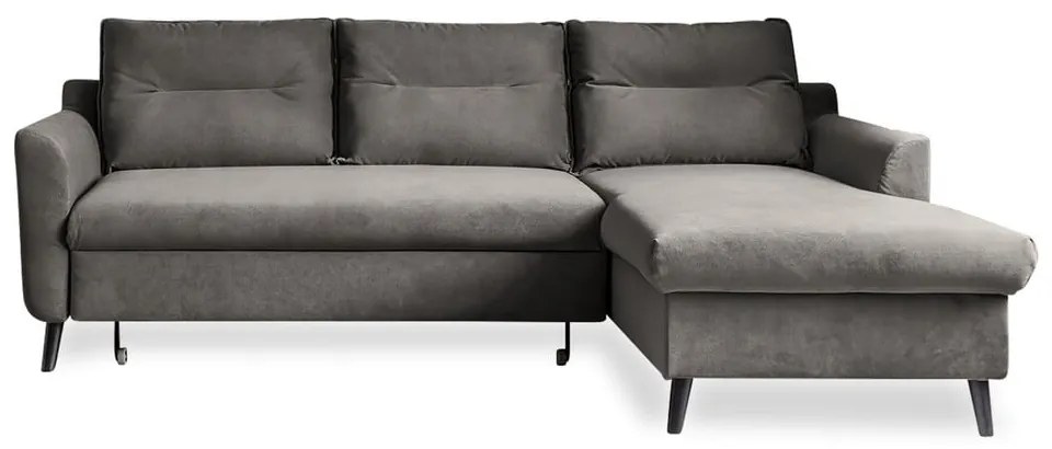 Тъмносиво кадифено ъглово канапе, десен ъгъл Stylish Stan - Miuform