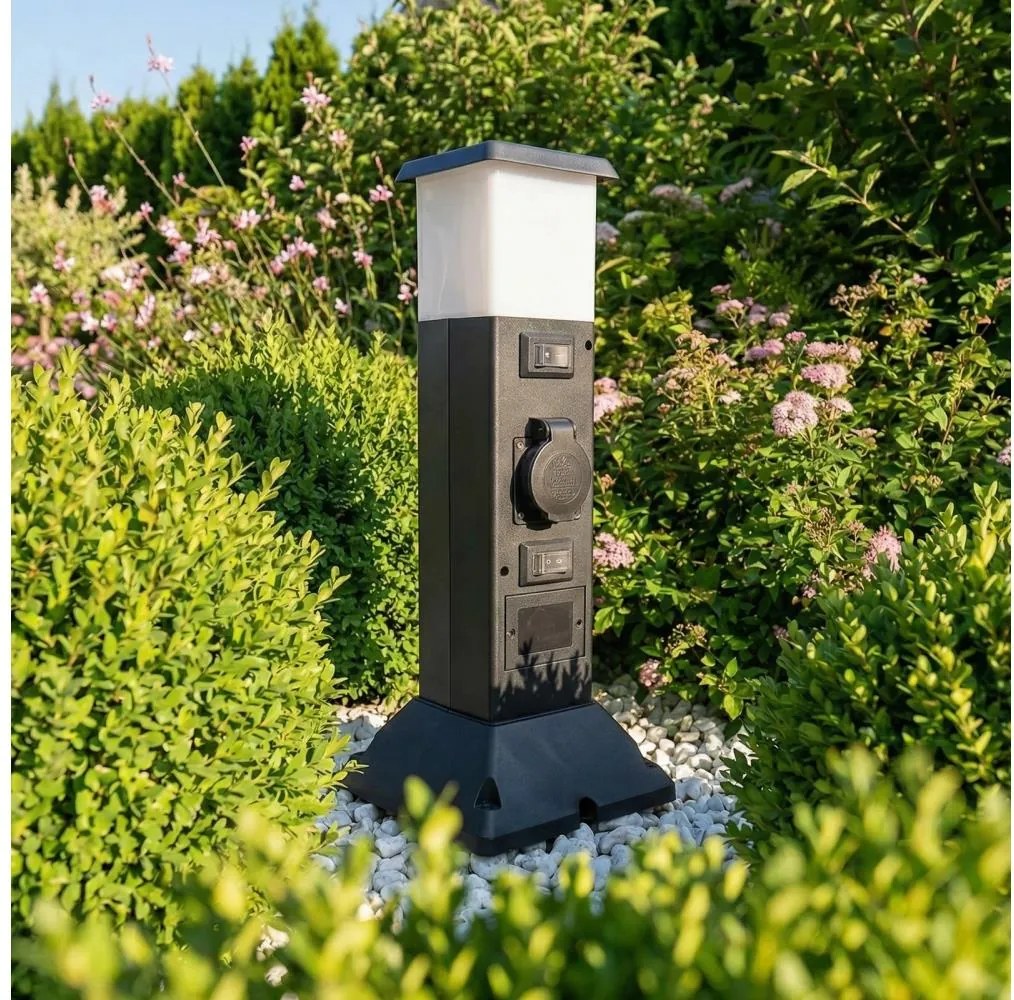 Brilagi - Външна лампа с 2 SCHUKO контакта 1xE14/15W/230V IP44 черна