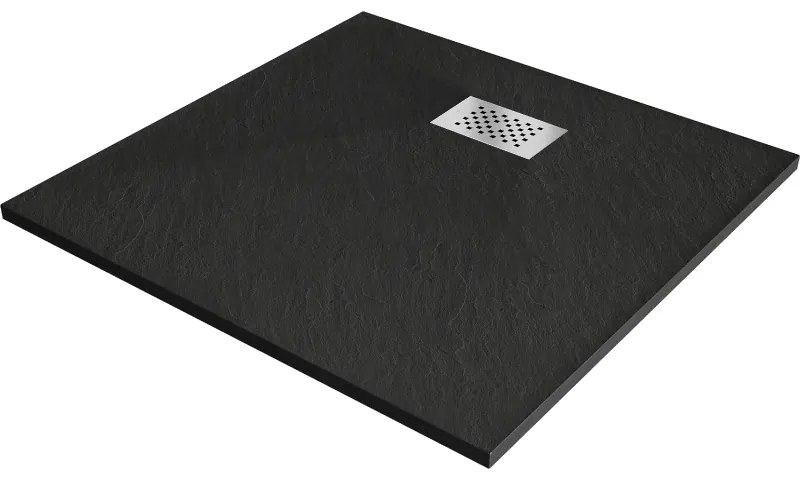 Mexen Hugo квадратен поддушов корито SMC 70 x 70 см, черно, инокс капак - 42707070-X