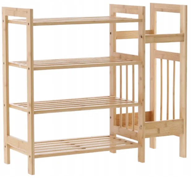 Бамбукова етажерка с 4 рафта 73,5 x 28 x 66 cm