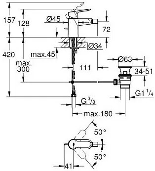Смесител за биде Grohe Bauedge