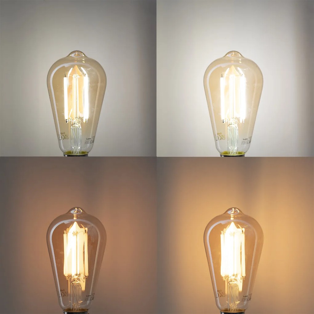 Комплект от 5 Smart E27 димируема в Kelvin LED лампа ST64 goldline 7W 700 lm 1800-4000K