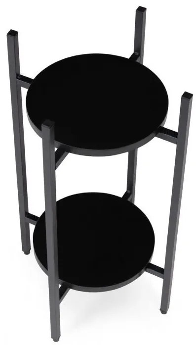 Стойка за цветя Loft - 2-етажна етажерка с кръгли черни рафтове