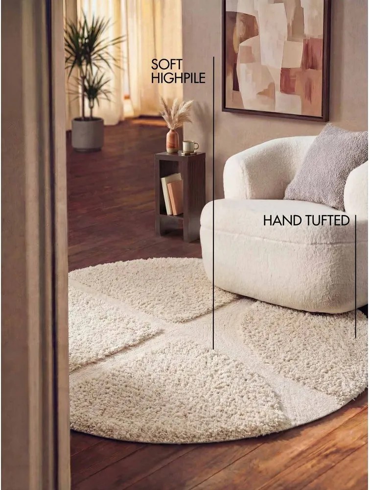 Кремав ръчно изработен кръгъл килим ø 200 cm Lambeth Jasper – Ted Baker