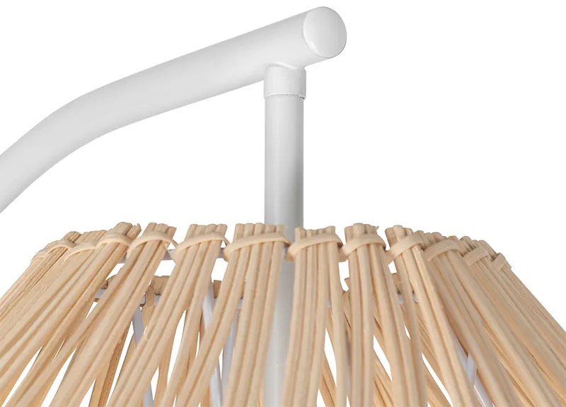 Рустикална подова лампа бяла с ратан - Sam