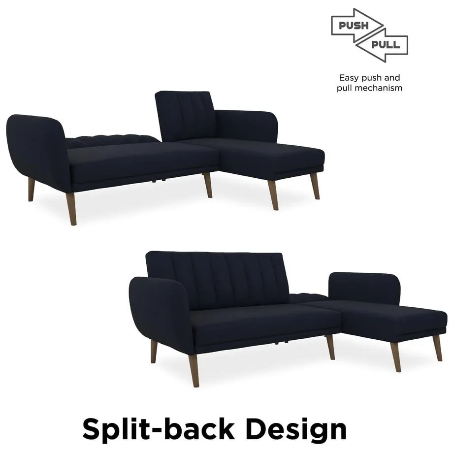 Тъмносин ъглов разтегателен диван Brittany - Novogratz