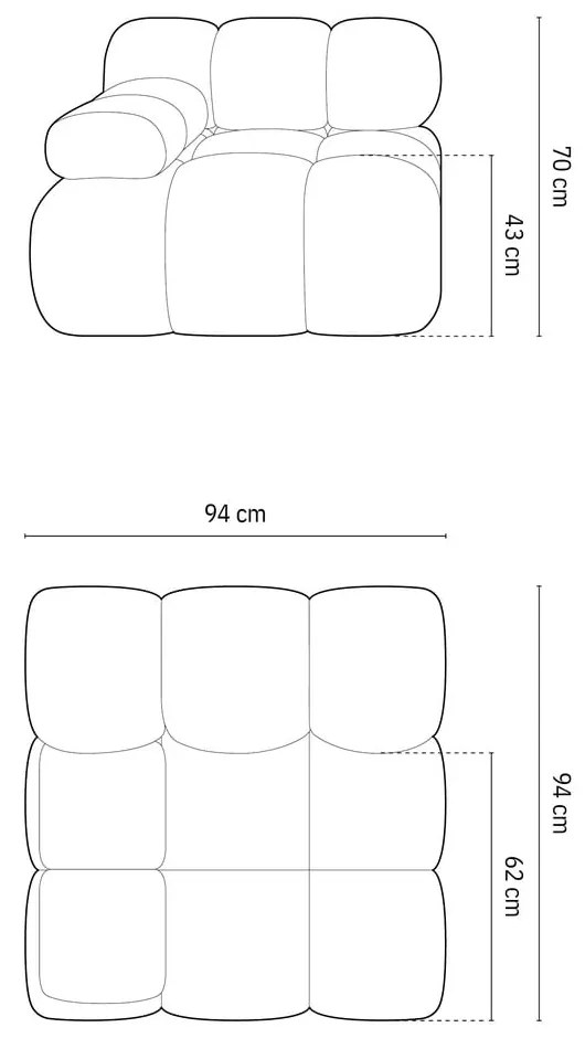 Бежов модул за диван от букле (ляв ъгъл) Bellis – Micadoni Home