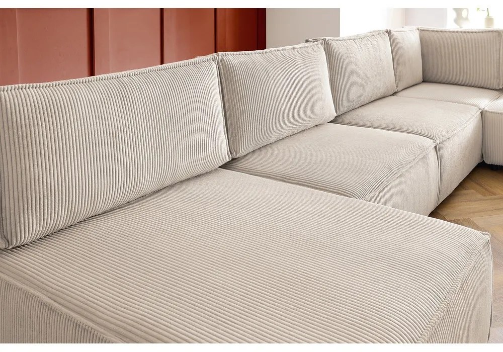 Кремав променлив велурен U-образен ъглов диван Nihad modular - Bobochic Paris