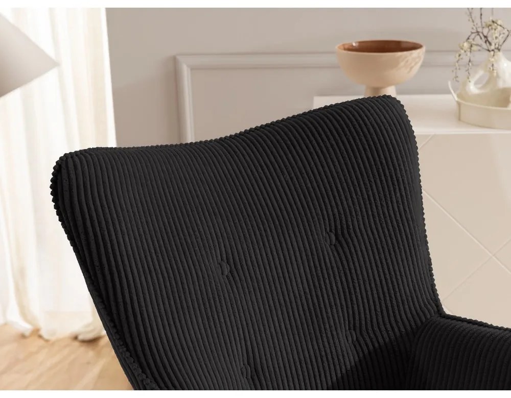 Черно кресло от рипсено кадифе Niko – Ropez