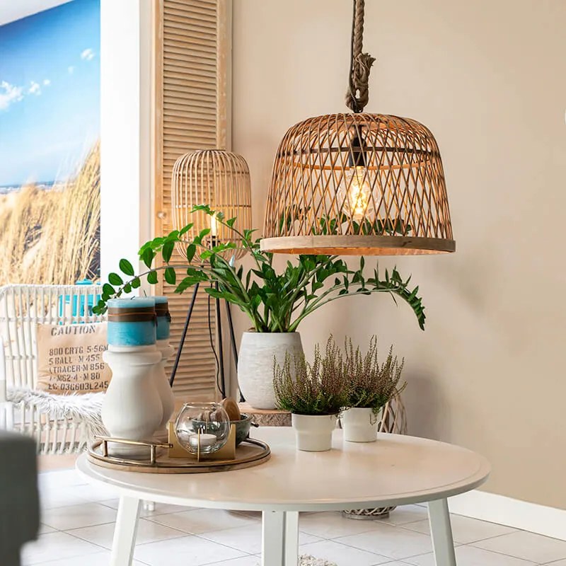 Интелигентен рустик висящ аплик ратан с WiFi крушка G125 - Calamus