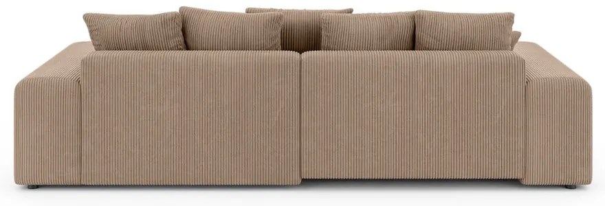 Бежов разтегателен ъглов диван с място за съхранение от рипсено кадифе (променлив) Luma – Ropez