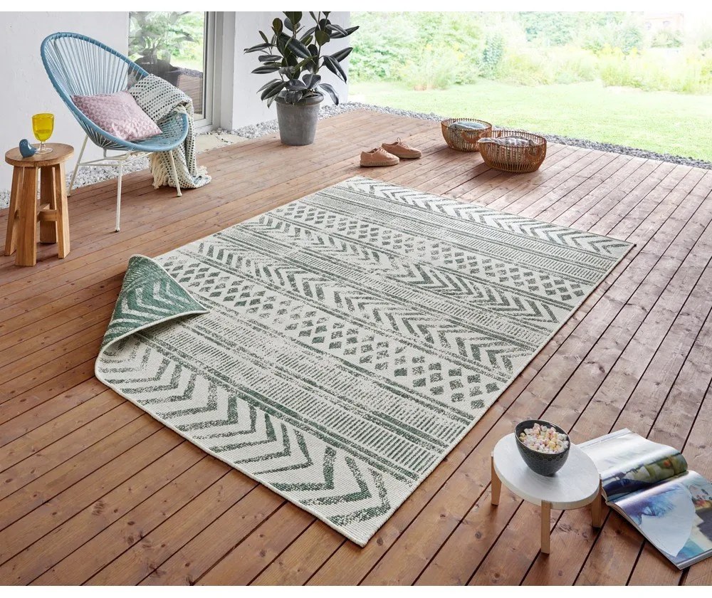 Зелен и кремав килим на открито , 120 x 170 cm Biri - NORTHRUGS