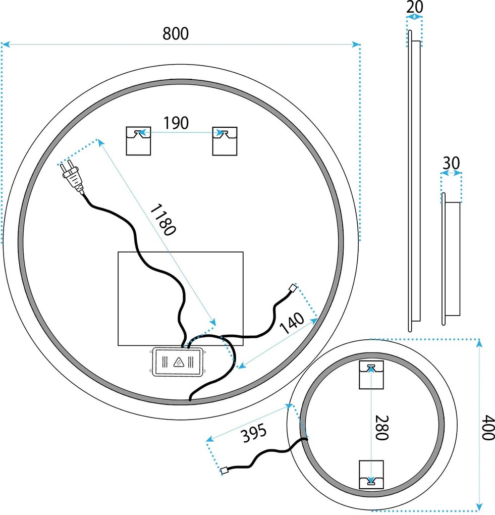 Огледало LED R-8040 80cm + 40cm