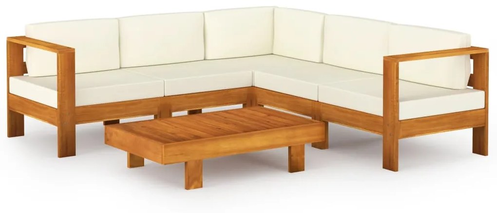3057935 vidaXL Градински комплект с възглавници, 6 части, 100x60 см, акациево дърво