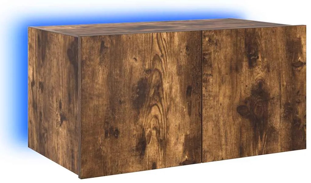 837275 vidaXL Стенен ТВ шкаф с LED осветление, опушен дъб, 60x35x31 см