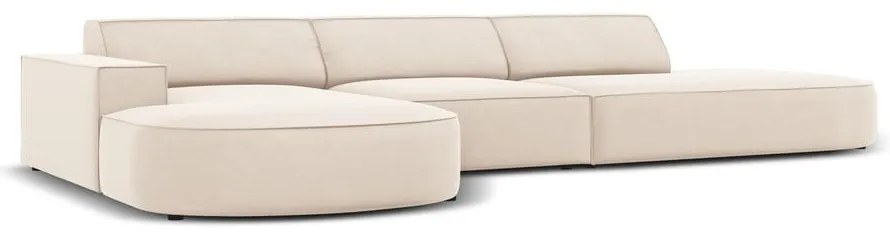 Ъглов диван от бежово кадифе (ляв ъгъл) Jodie - Micadoni Home