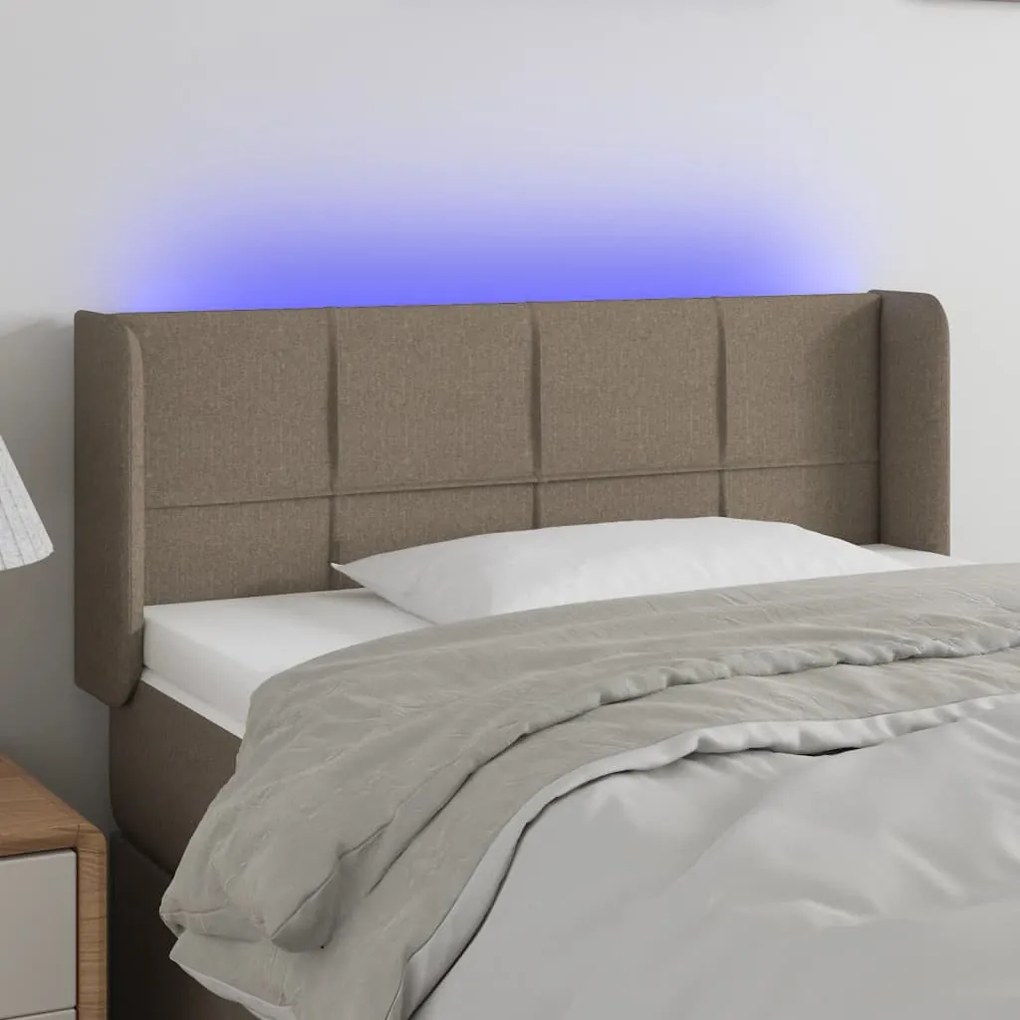 3123222 vidaXL LED горна табла за легло, таупе,93x16x78/88 см, плат