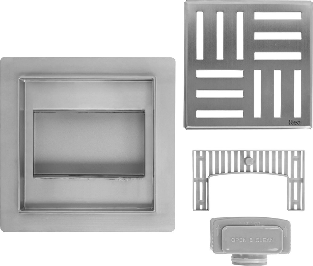 Линеен отводнител REA CROSS 150x150 Nickel Brush
