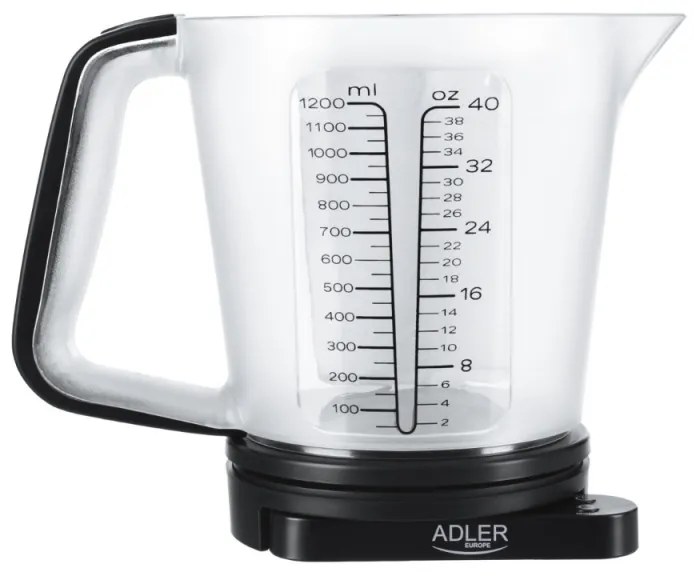 Кухненска везна с купа Adler AD 3178, 5кг, LCD дисплей, g, oz, ml, ТАРА, Черен