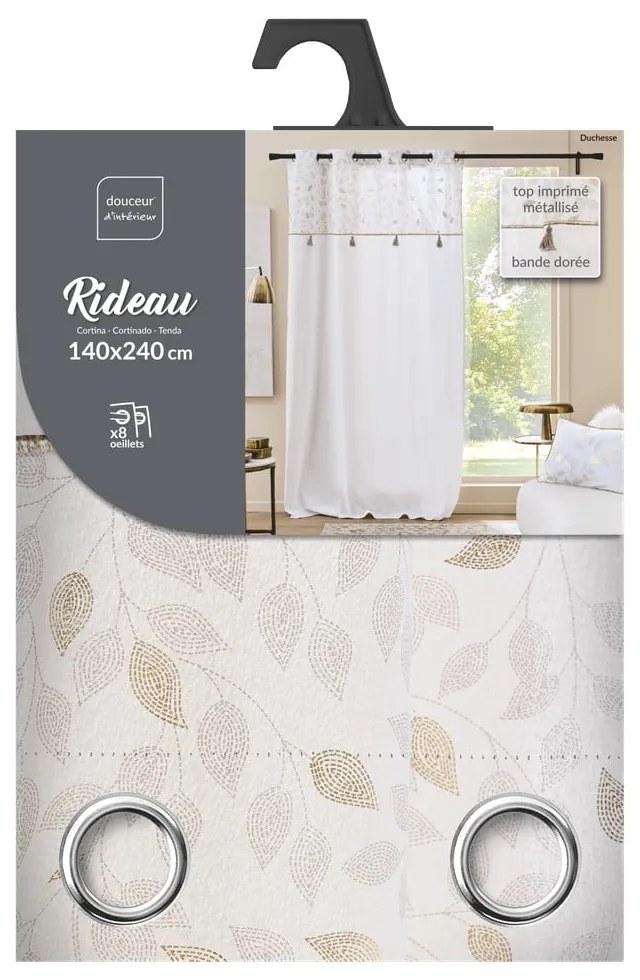 Бяло перде със смес от памук 140x240 cm Duchesse – douceur d'intérieur