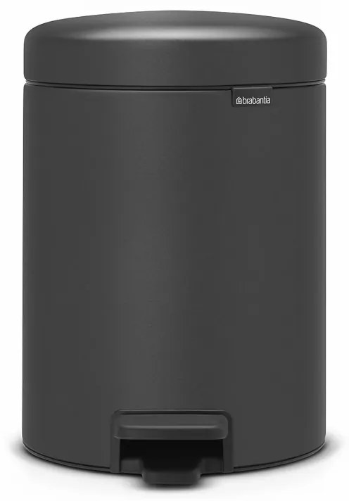 Кош за боклук с педал Brabantia NewIcon 1001103, 5 л, Плавно затваряне, Противоплъзгаща основа, Минерално покритие, Тъмносив