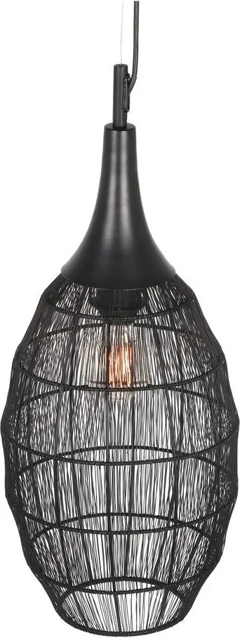 Матово черно висящо осветително тяло с метален абажур Soraya – Trio