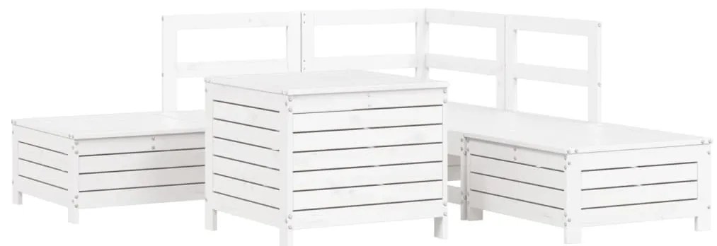 3250697 vidaXL Градински комплект диван от 6 части, бял, масивно дърво бор