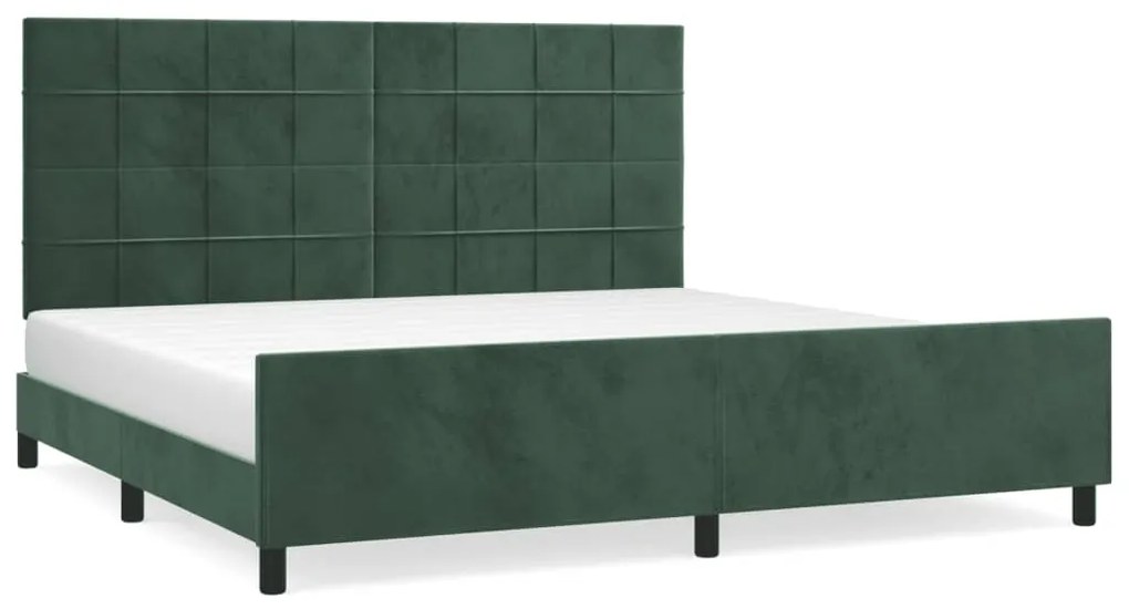 3125778 vidaXL Рамка за легло без матрак, тъмнозелена, 200x200 см, кадифе