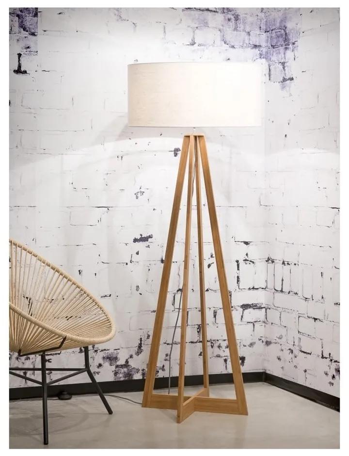 Подова лампа с бял абажур и бамбукова конструкция Everest - Good&amp;Mojo