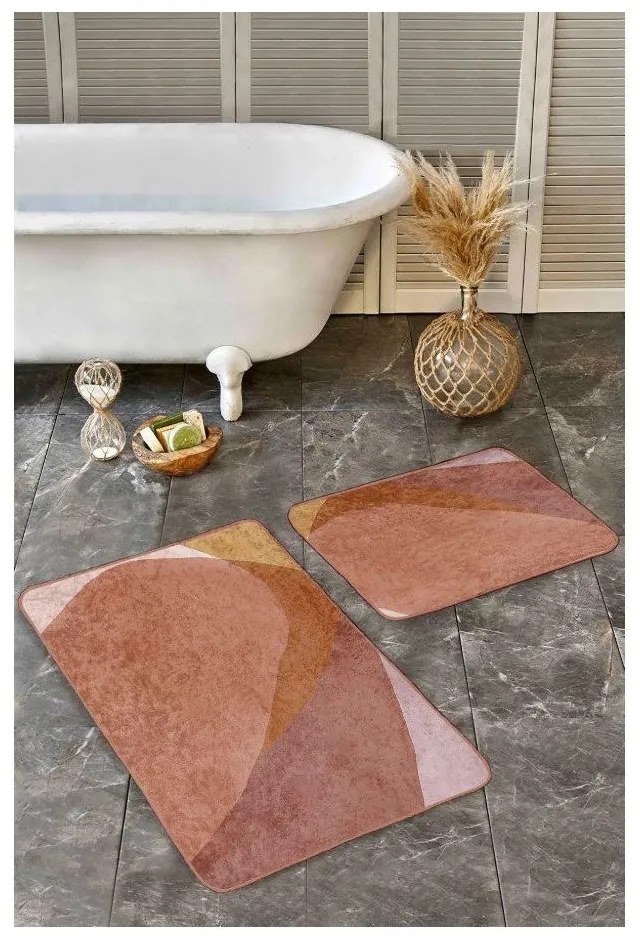 Кафяви кадифени килими за баня в комплект от 2 бр. 60x100 cm – Mila Home