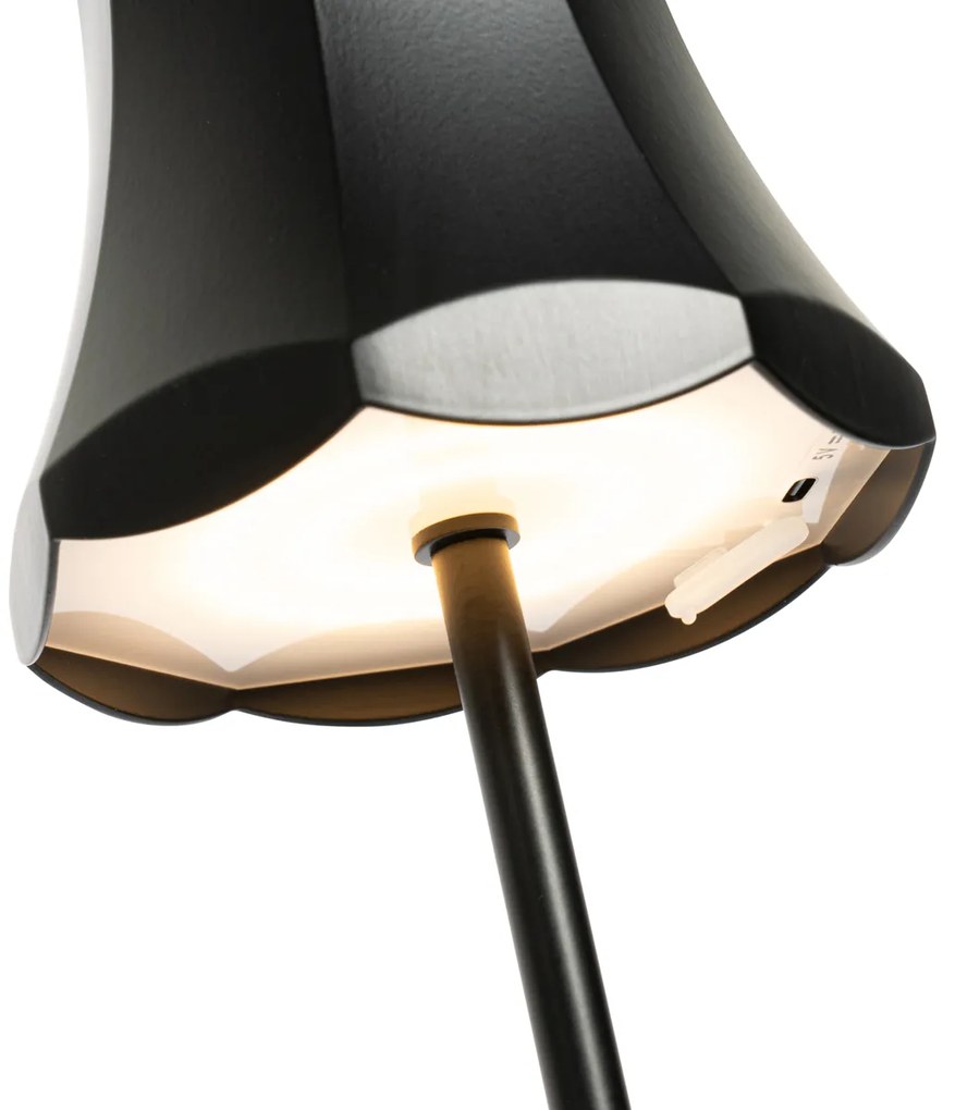 Комплект от 2 ретро настолни лампи черни презареждаеми IP44 - Granny