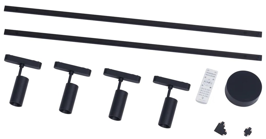 Модерна релсова система за осветление с 4 черни прожектора 1-фазов 200 см - Magnetic Gert
