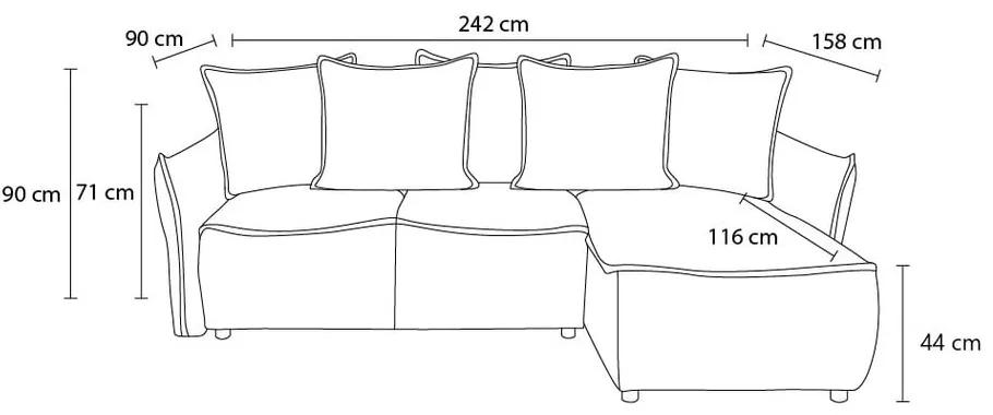 Кремав разтегателен диван (десен ъгъл) Leon - Bobochic Paris