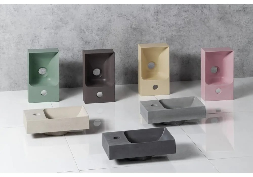 Тъмнокафяв бетонен малък умивалник 31x17 cm Piccolino – Sapho