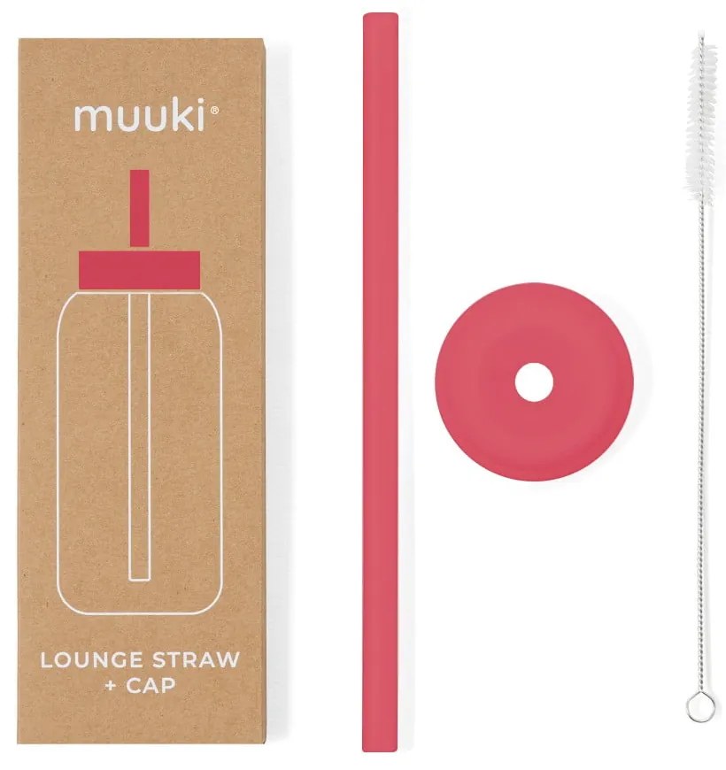 Силиконова сламка с четка за почистване и капак Watermelon High – Muuki