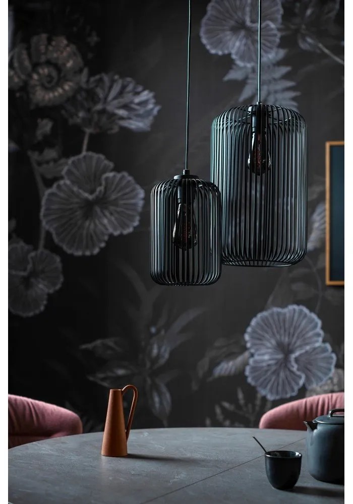 Черно висящо осветително тяло с метален абажур ø 25 cm Cage – Fischer &amp; Honsel