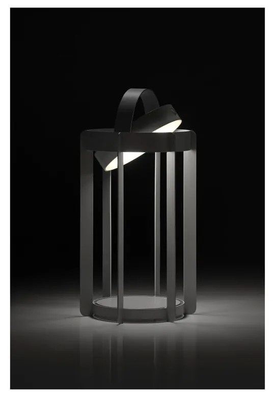 Светлосив екстериорен LED фенер с USB (височина 30 cm) Firefly – Zone