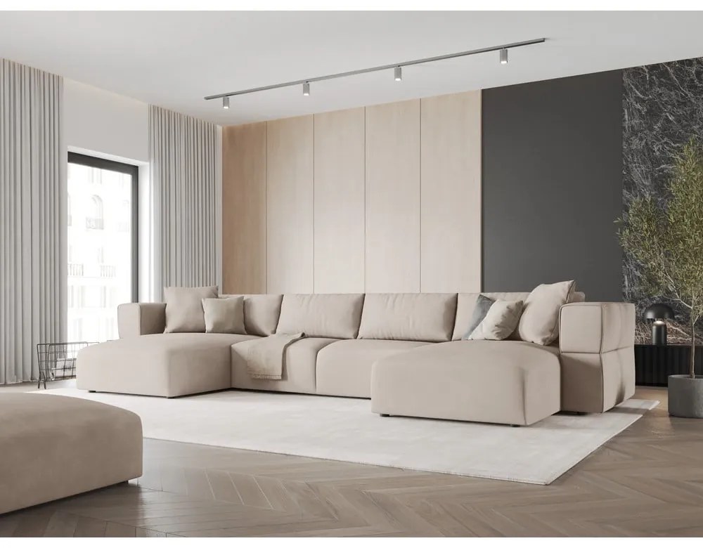 Бежов ъглов U-образен диван Esther – Milo Casa