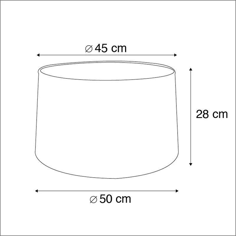 Абажур от памук черен 45/50/28 със златен интериор