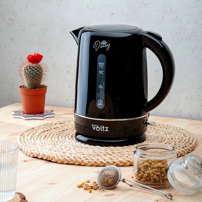 Електрическа кана Oliver Voltz Daisy OV51230W, 2200W, 1.7 л, Автоматично изключване, Черeн