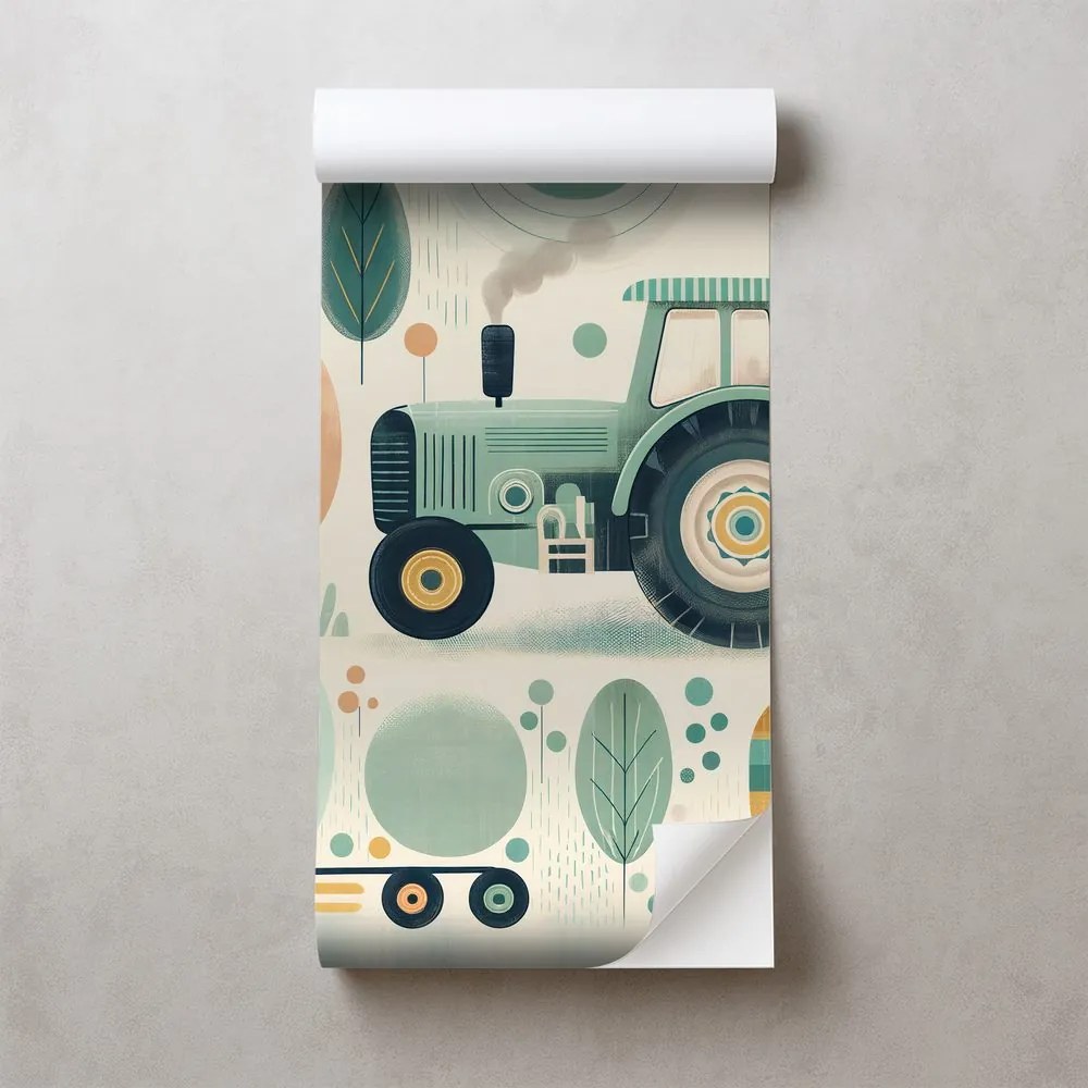 Самозалепващ тапет – Детски трактори в пастелни цветове