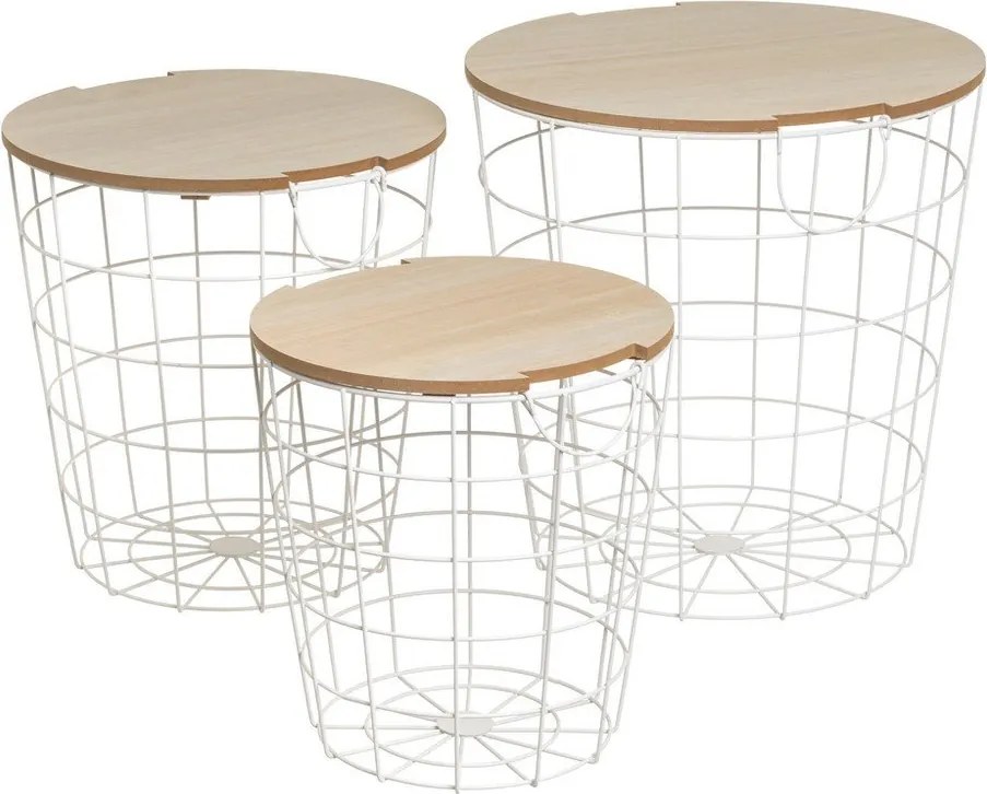 Кръгли маси за съхранение в комплект от 3 39x39 cm - Casa Selección